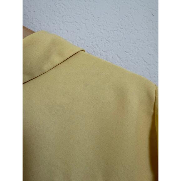 Ann Taylor Women’s Canary Yellow Collared 3/4 Sleeve Blouse Size Petite Large - Picture 5 of 11